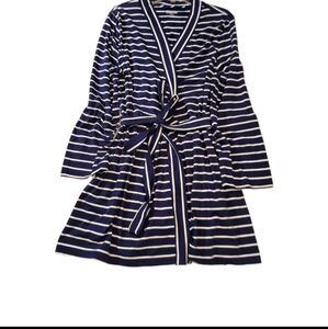 Lands' End Navy and White Striped Robe